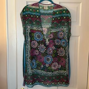 BECCA sheer floral tie beach cover up size m/L